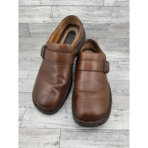 Born Leather‎ Buckle Clogs Comfort Slip On Mules Shoes Brown Size 11.5/45